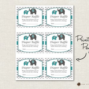 Elephant Baby Shower Diaper Raffle, Elephant, Diaper Raffle Ticket ...