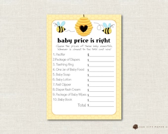 Bee Price is Right Baby Shower Game - Honey Bee Baby Shower Price is Right, Baby Price is Right, Price is Right Game, Mommy to Bee, DIY