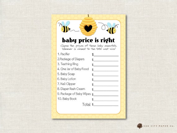 Bee Price Is Right Baby Shower Game Honey Bee Baby Shower Etsy Bee Price Is Right Baby Shower Game Honey Bee Baby Shower Etsy