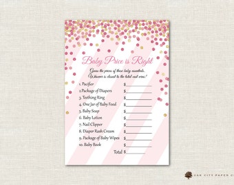 Pink and Gold Price is Right Baby Shower Game - Pink, Baby Shower Price is Right, Baby Price is Right, Price is Right Game, Glitter, DIY