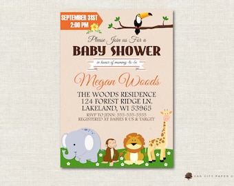 Safari Baby Shower Invitation, Jungle Shower Invitation, Safari Invitation, Baby Animal Baby Shower Invite, DIY, Instant Download, Editable