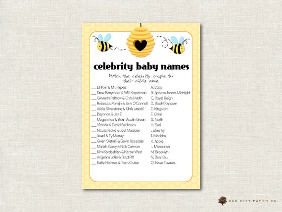 Honey Bee Movie star Kid Shower Sport - Bee Movie star Child Popularity Video game, Movie star Kid Track record Quiz, Movie star Kid Game Video game, Printable, Do-it-yourself photo regarding Celebrity Baby Name Game Printable known as Honey Bee Movie star Child Shower Recreation - Bee Celeb Boy or girl Status Activity, Movie star Child Standing Quiz, Superstar Boy or girl Activity Recreation, Printable, Do-it-yourself