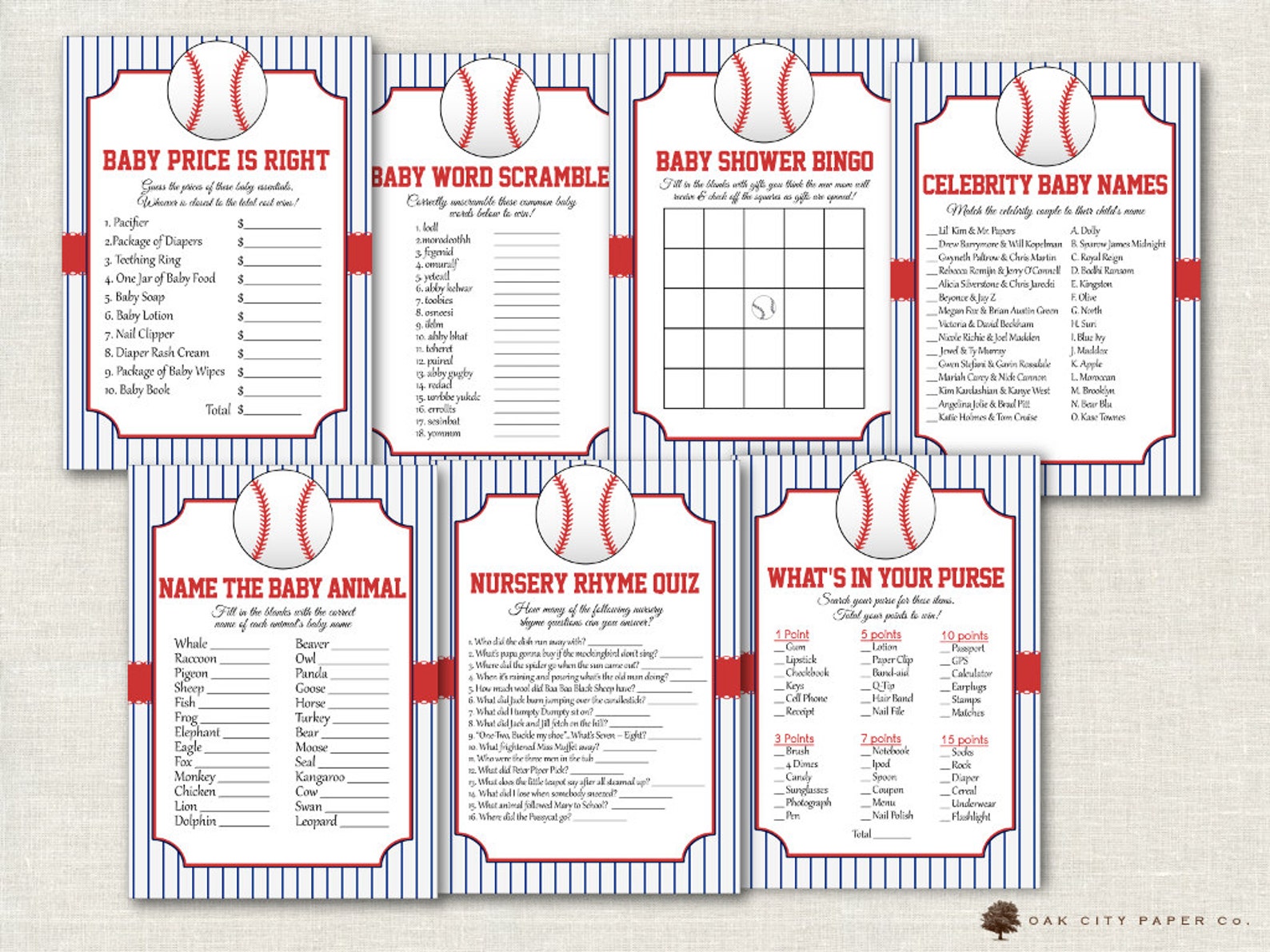 Baseball Baby Shower Games Baseball Shower Games Vintage Etsy