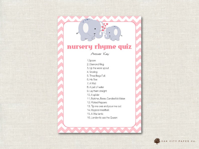 Quiz Na Baby Shower Po Polsku Różowy słoń wierszyk Quiz Baby Shower gry gry wierszyk Quiz - Etsy Polska