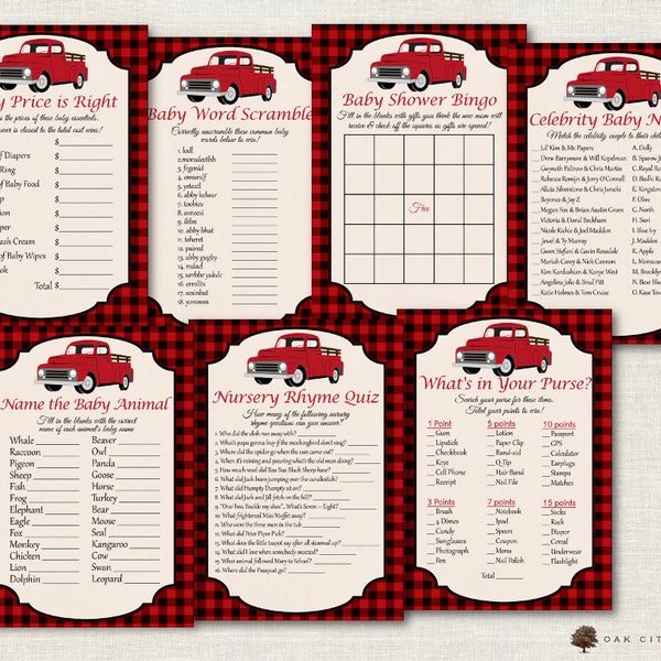 Vintage Truck Baby Shower Games - Truck Shower Games, Pick-Up Baby Shower Games, Boy Baby Shower Games, Pickup Shower Games, Printable, DIY