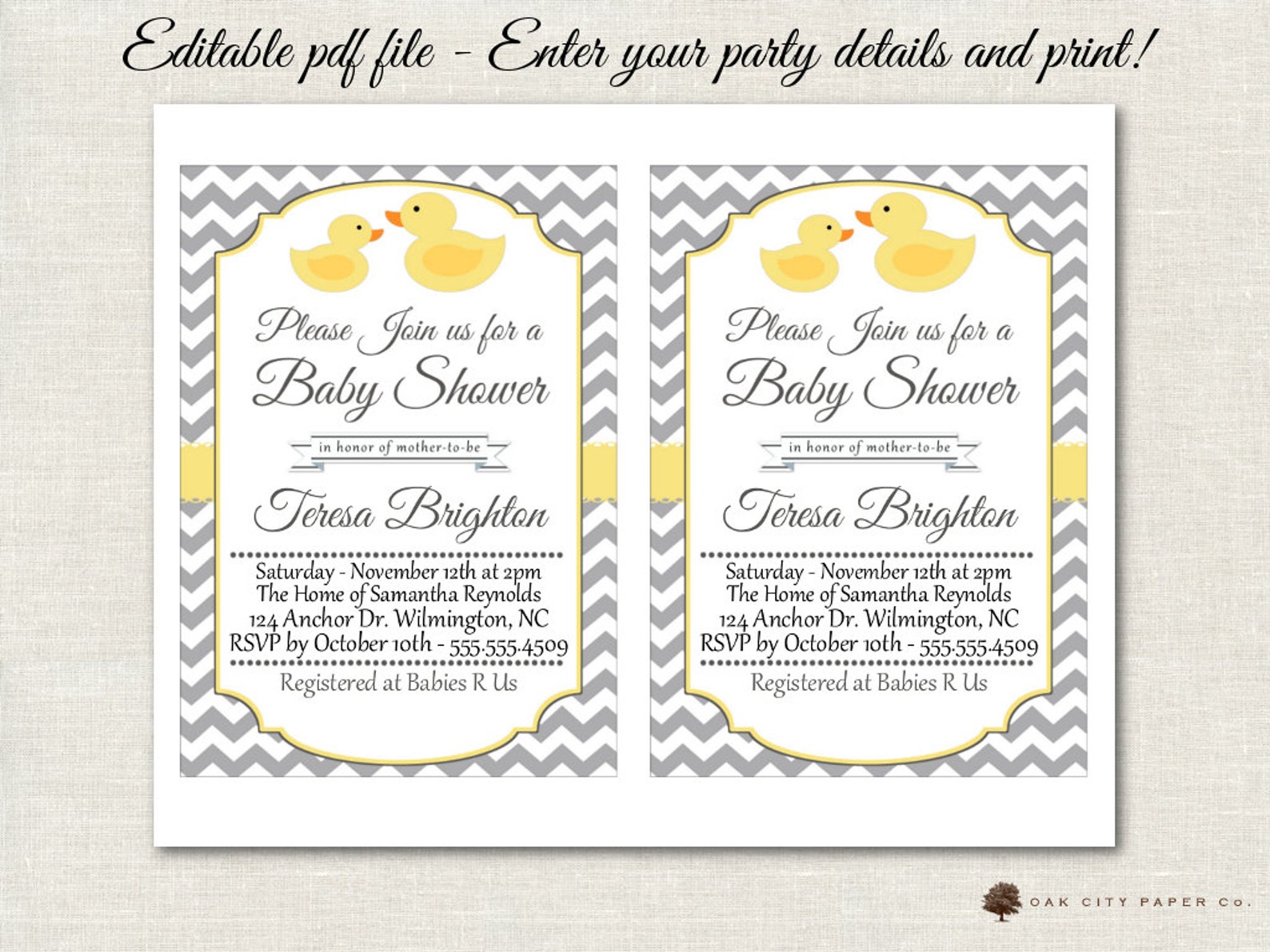 Rubber Ducky Baby Shower Invitation Rubber Ducky Shower Etsy
