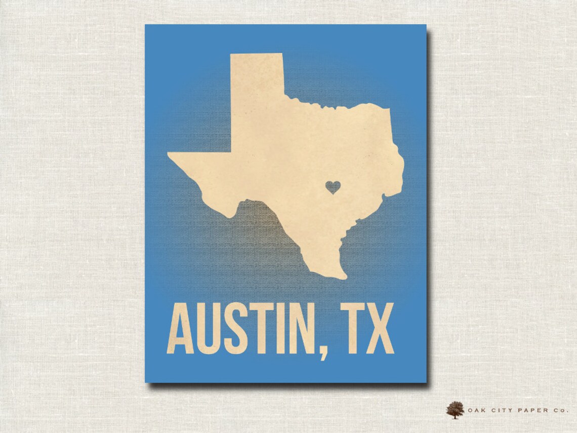 Austin Map of Texas Love Home Prints - Il 1140xN.564649370 K172 
