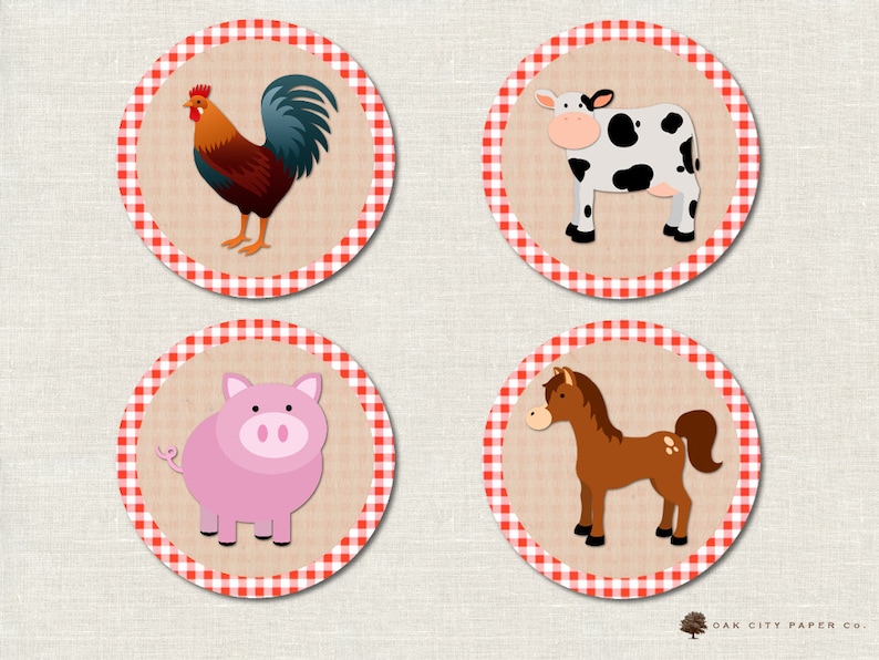 Farm Animal Cupcake Topper Barnyard Animal Cupcake Topper - Etsy
