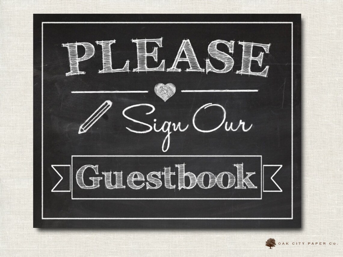Please Sign Our Guestbook Sign Printable Chalkboard - Etsy