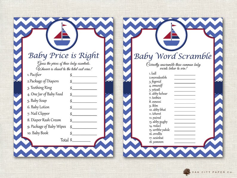 Nautical Baby Shower Games Nautical Shower Games Beach Baby Etsy