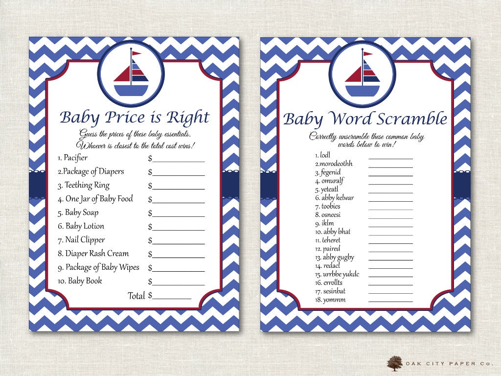 Nautical Baby Shower Games - Nautical Shower Games, Beach Baby Shower
