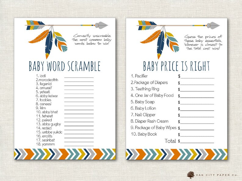 Tribal Baby Shower Games Tribal Shower Games Adventure - Etsy