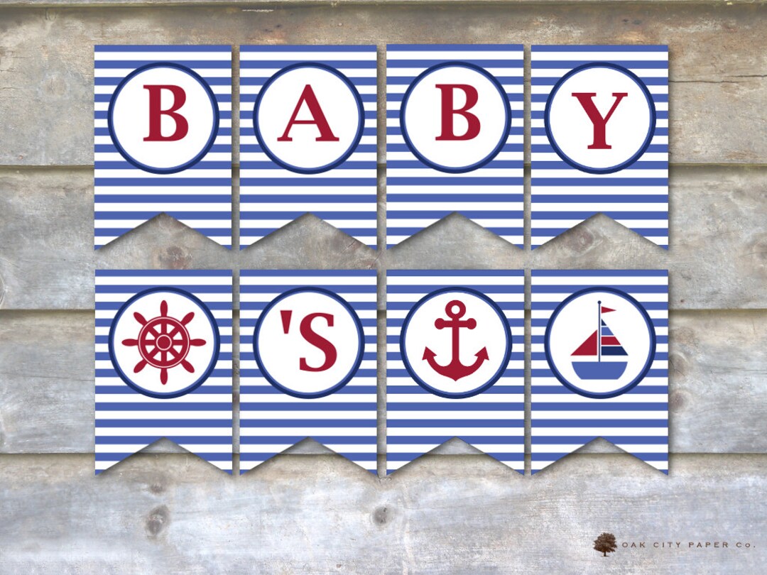 Nautical Baby Shower Decorations, Nautical Baby Shower Banner, Nautical ...