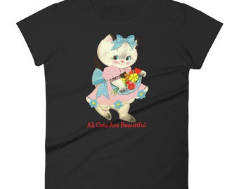 All Cats Are Beautiful T-Shirt kitsch kitten 100% Cotton Women's short sleeve tee Fashion Fit ACAB sweet kitty