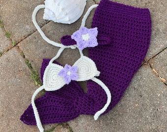 Newborn Crochet Mermaid Outfit – Photography Prop, Baby Shower Gift