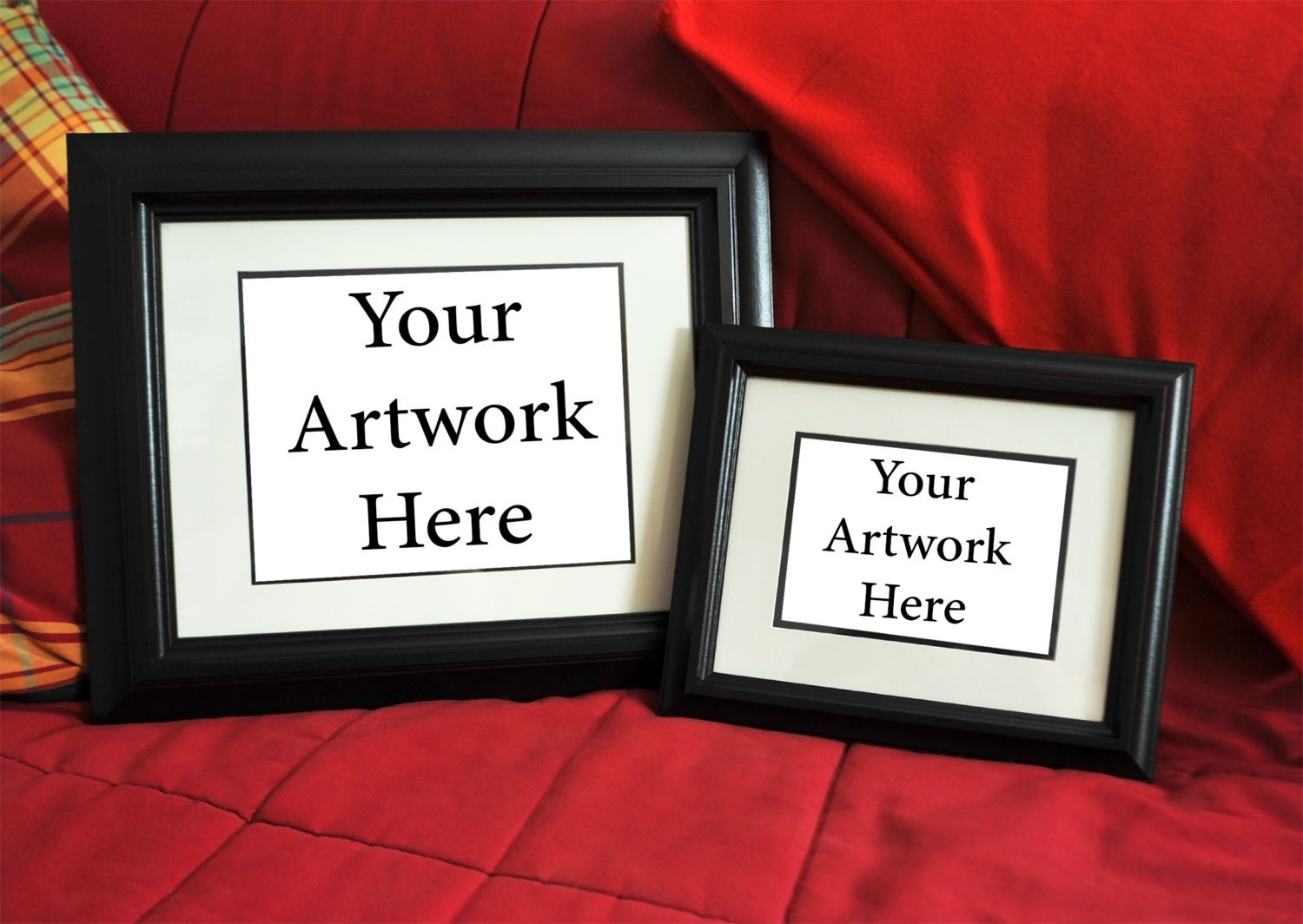 Picture Frames Mockup 8x10 And 5x7 Black On Red 50