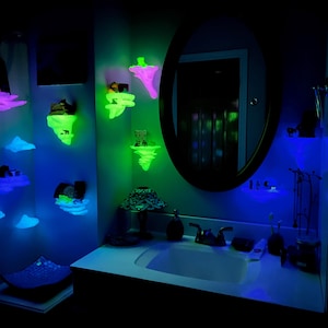 Mushroom shelf, mushroom shelves, glow in the dark, glow in the dark mushroom shelf, glow in the dark mushroom shelves, 3d printed mushroom shelf, 3d printed mushroom, mushroom wall decor, cottagecore wall shelf, floating mushroom shelf