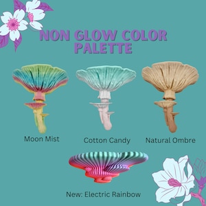 Regenbogen leuchtendes Pilzregal, Djamor, hängendes 3D gedrucktes Pilzregal, im Dunkeln leuchtendes Pilzregal, Wohnheim-Aufbewahrungswanddekor Bild 10