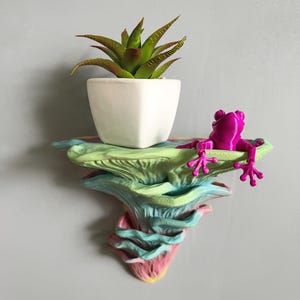 Regenbogen leuchtendes Pilzregal, Djamor, hängendes 3D gedrucktes Pilzregal, im Dunkeln leuchtendes Pilzregal, Wohnheim-Aufbewahrungswanddekor Bild 4