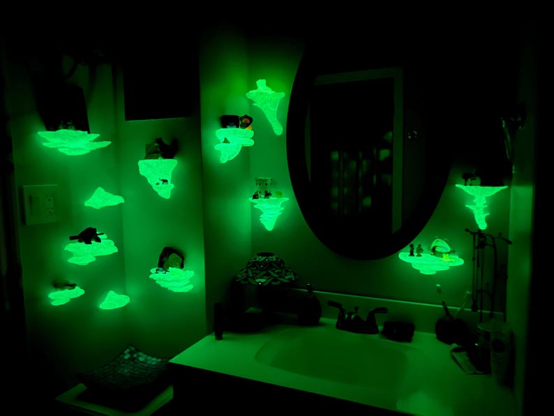 Mushroom shelf, mushroom shelves, glow in the dark, glow in the dark mushroom shelf, glow in the dark mushroom shelves, 3d printed mushroom shelf, 3d printed mushroom, mushroom wall decor, cottagecore wall shelf, floating mushroom shelf