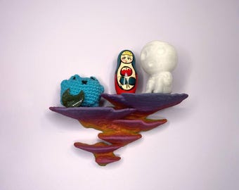 Estante de hongo Trametes Pubescens mediano, decoración de pared de bosque que brilla en la oscuridad, regalo para amantes de la naturaleza, almacenamiento único para dormitorio.