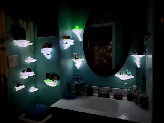 12 piece hanging Mushroom Shelf Set, mycology floating Shelving that Glows In the Dark, dorm room Wall  storage, fairycore fairy core deco