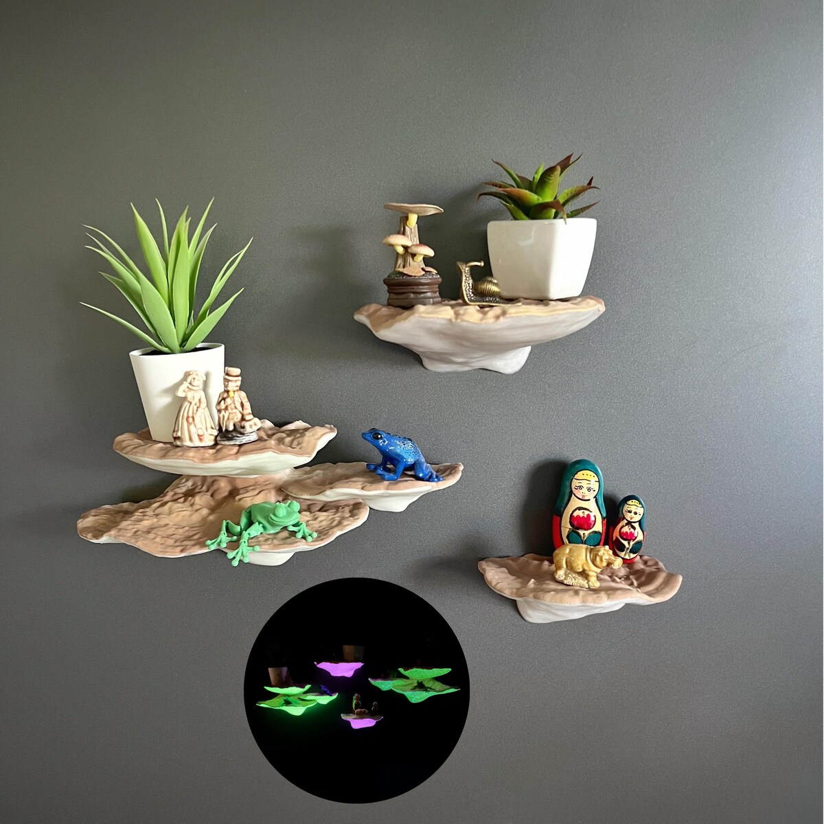 Glowing Artist Conk Mushroom Shelf Bundle of 3, Whimsical Glow in the Dark Ganoderma Applanatum Mushroom Home Decor, Nature Nursery Decor - Etsy
