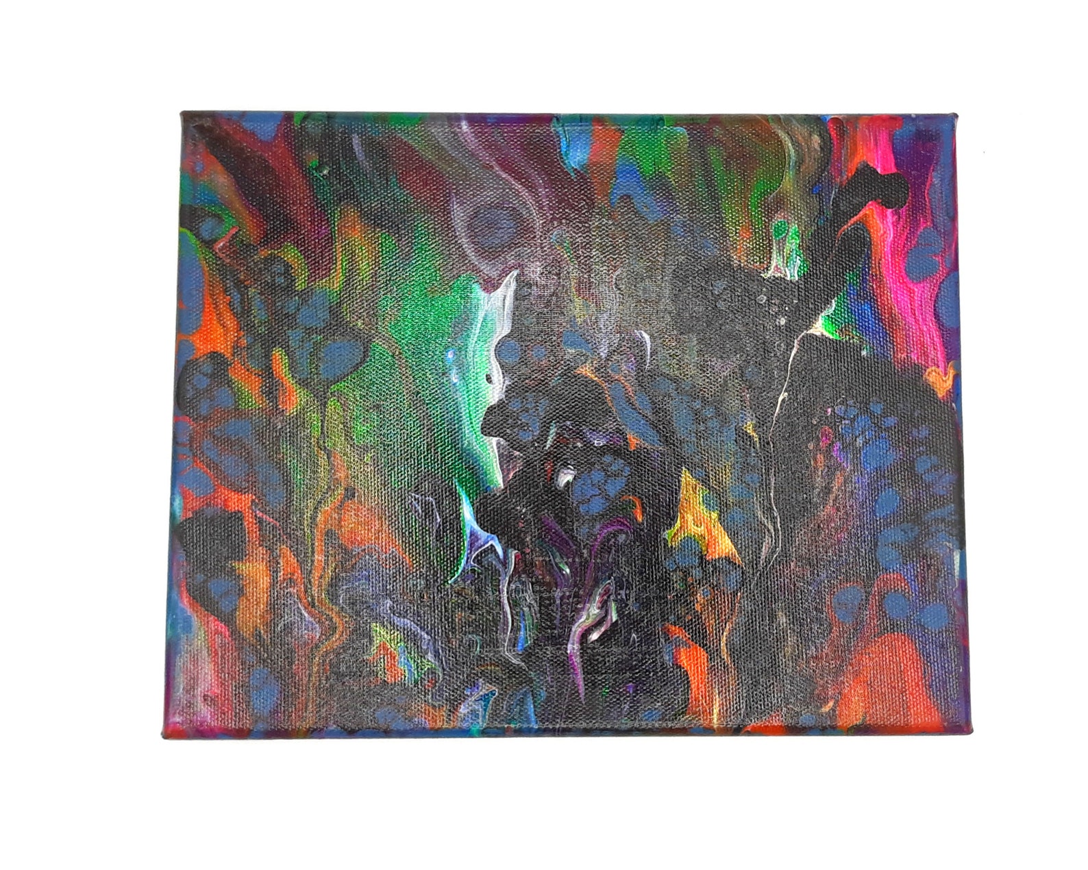 Original Acrylic Blacklight Pour Painting on Canvas 8x10 - Etsy