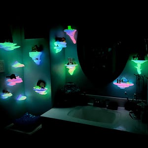 Mushroom shelf, mushroom shelves, glow in the dark, glow in the dark mushroom shelf, glow in the dark mushroom shelves, 3d printed mushroom shelf, 3d printed mushroom, mushroom wall decor, cottagecore wall shelf, floating mushroom shelf