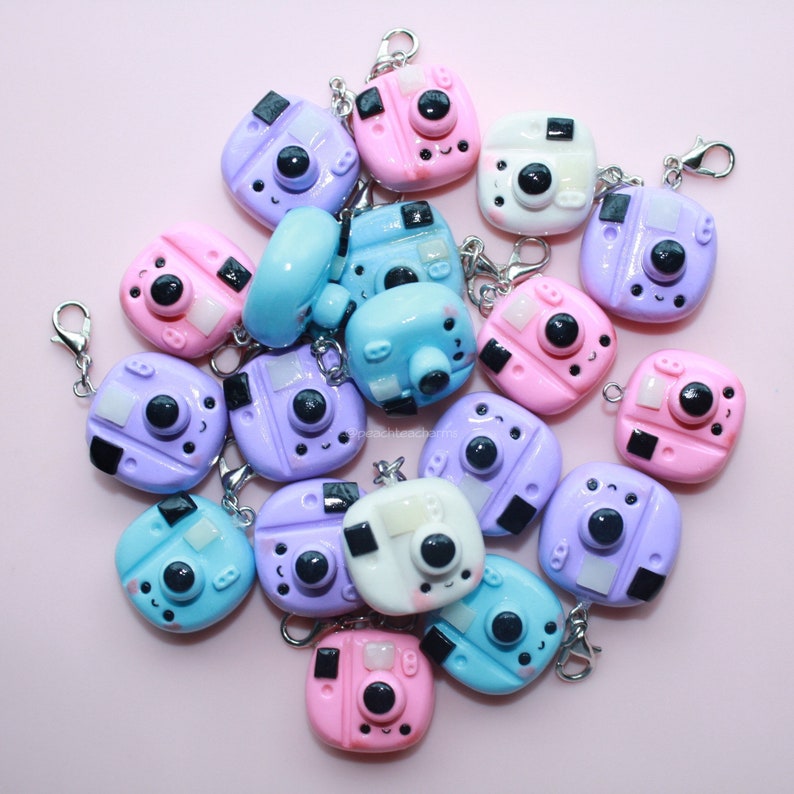 Polymer Clay POLAROID CAMERA Kawaii Charm Keychain Jewelry ANY Etsy