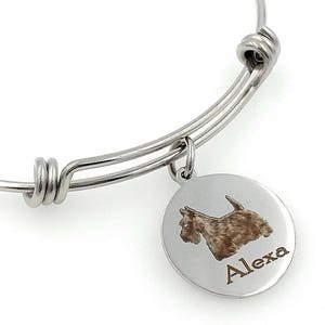 Pulseira Scottie Dog, Scottish Terrier gravada expansível personalizada