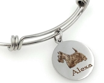 Scottie Dog, Scottish Terrier Engraved Expandable Personalized Bangle Bracelet