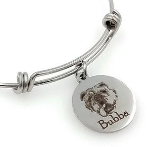 English Bulldog Engraved Expandable Personalized Bangle Bracelet