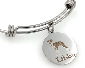 Italian Greyhound Engraved Expandable Personalized Bangle Bracelet