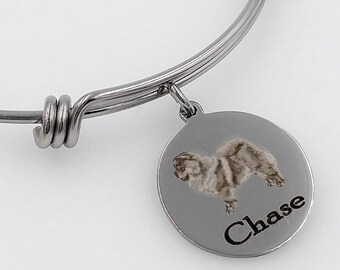 Chow Engraved Expandable Personalized Bangle Bracelet