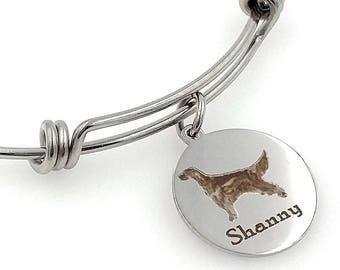 Irish Setter Engraved Expandable Personalized Bangle Bracelet