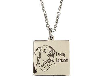 I Love My Labrador, Labrador Retriever Engraved Charm Necklace