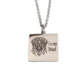 Collar con dije grabado "Me encanta mi Briard"