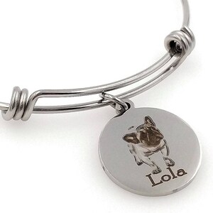 French Bulldog, Frenchie Engraved Expandable Personalized Bangle Bracelet