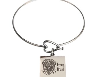 Pulsera con corazón grabado "I Love My Briard"