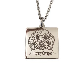 I Love my Cavapoo Engraved Charm Necklace