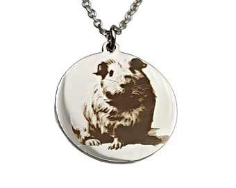 Guinea Pig Laser Engraved Charm Necklace