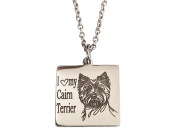I Love My Cairn Terrier Engraved Charm Necklace