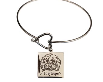 I Love my Cavapoo Engraved Bangle Bracelet