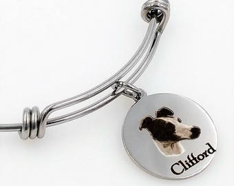 Greyhound Engraved Expandable Personalized Bangle Bracelet