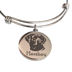 Black Lab, Chocolate Lab, Labrador Retriever Engraved Expandable Personalized Bangle Bracelet