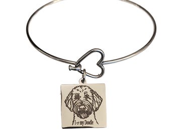 I Love my Doodle Engraved Bangle Bracelet