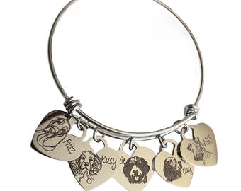 Custom Personalized Dog Breed Engraved Name Bangle Bracelet