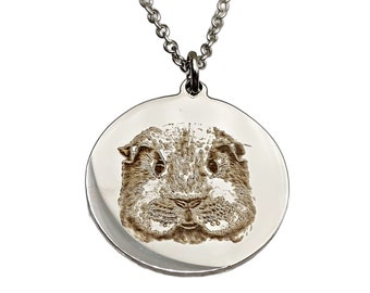 Guinea Pig Laser Engraved Charm Necklace