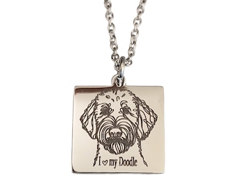 I Love my Doodle Engraved Charm Necklace